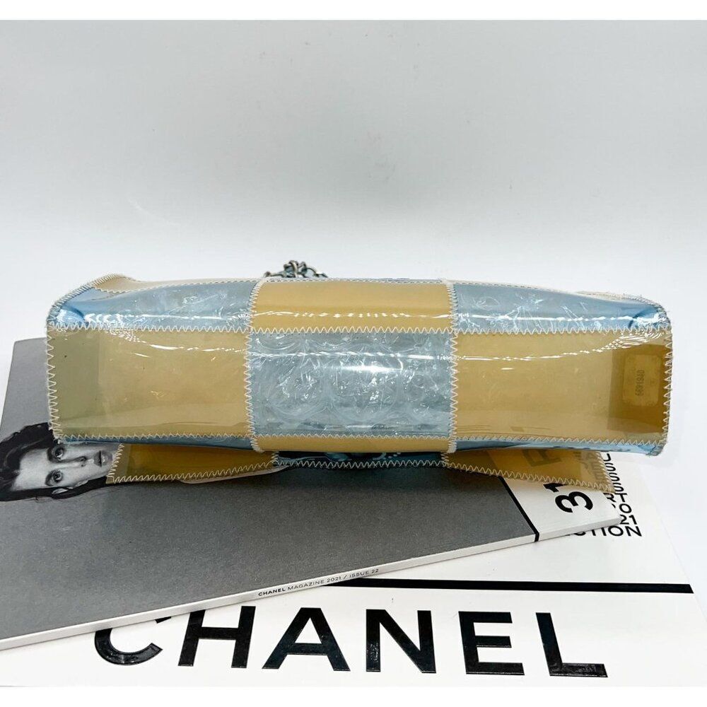 Rare Vintage CHANEL Blue and Beige PVC Stitched Patchwork CC Logo Should… - Picture 10 of 16